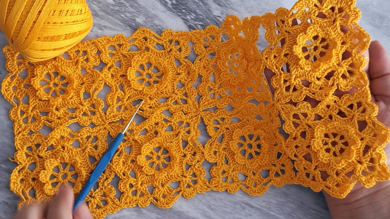 Crochet Flower Motif Tutorial 🌸 Join Motifs to Create Beautiful 3D Crochet Pattern