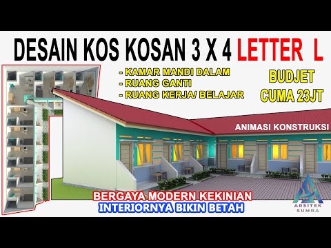 DESAIN KOS KOSAN 3X4 KEKINIAN || Kamar Mandi Dalam, Ruang Kerja, Ruang Belajar Serta Ruang Ganti