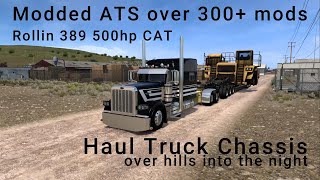 Ultra Modded American Truck Simulator - Peterbilt 389 Special transport over hills into the night
