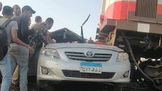 حادث قطار السنبلاوين المنصوره واللي راح ضحيته 3 اشخاص