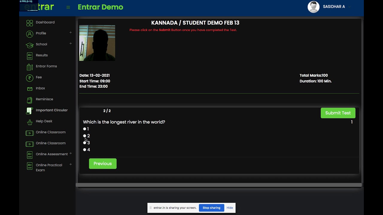 Online Assessment Student Demo - Screen Capture, Minimum Test Submission and OTP
