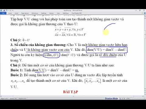 Video Không gian vectơ thương | Phương pháp tìm cơ sở và số... - youtube