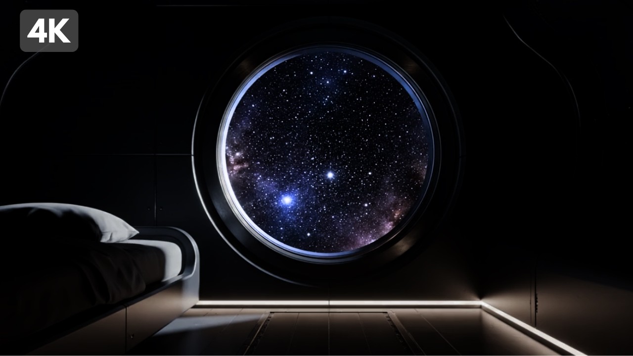 Escaping to Space: Cozy Starship Cabin | Deep Space Brown Noise for Sleep & Focus | 4K