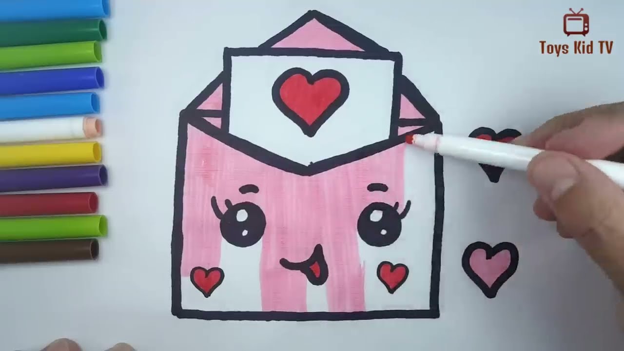 Come Disegnare Una Lettera Damore Kawaii Per Bambini Disegni Da Colorare