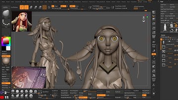 Cartoon girl character sculpting in Zbrush II PART-5 cleanup,shapes fix and wood detail