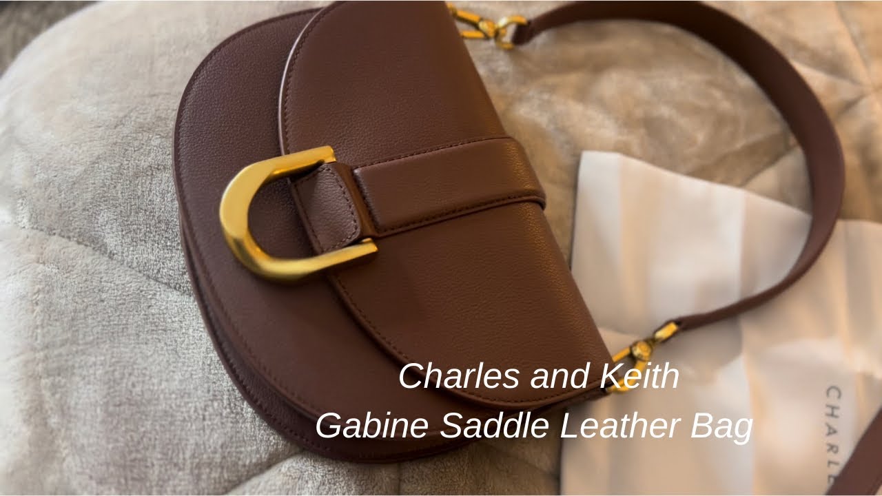 Charles & Keith Gabine Leather Saddle Bag in Black - Unboxing! 