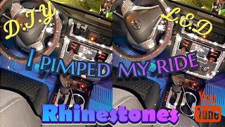I Pimped the inside of my car - Rhinestones and LED lights