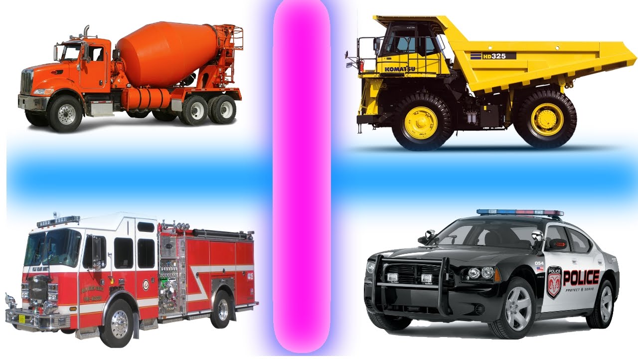 Learning Street Vehicles For Kids Ambulance Police Car Dump Truck Pink ...