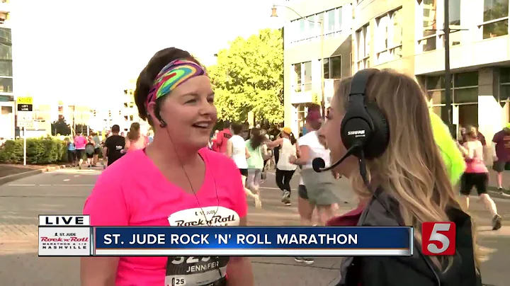 Jennifer Kraus stops by NC5 crew at Nashville Mara...