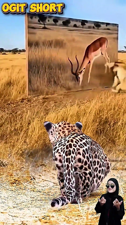 NGAKAK! singa mengira seekor rusa ternyata hanya replika gambar😂🦁🦌🐆