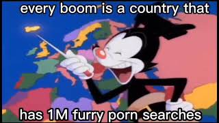 What countries have over 1 million furry porn searches?