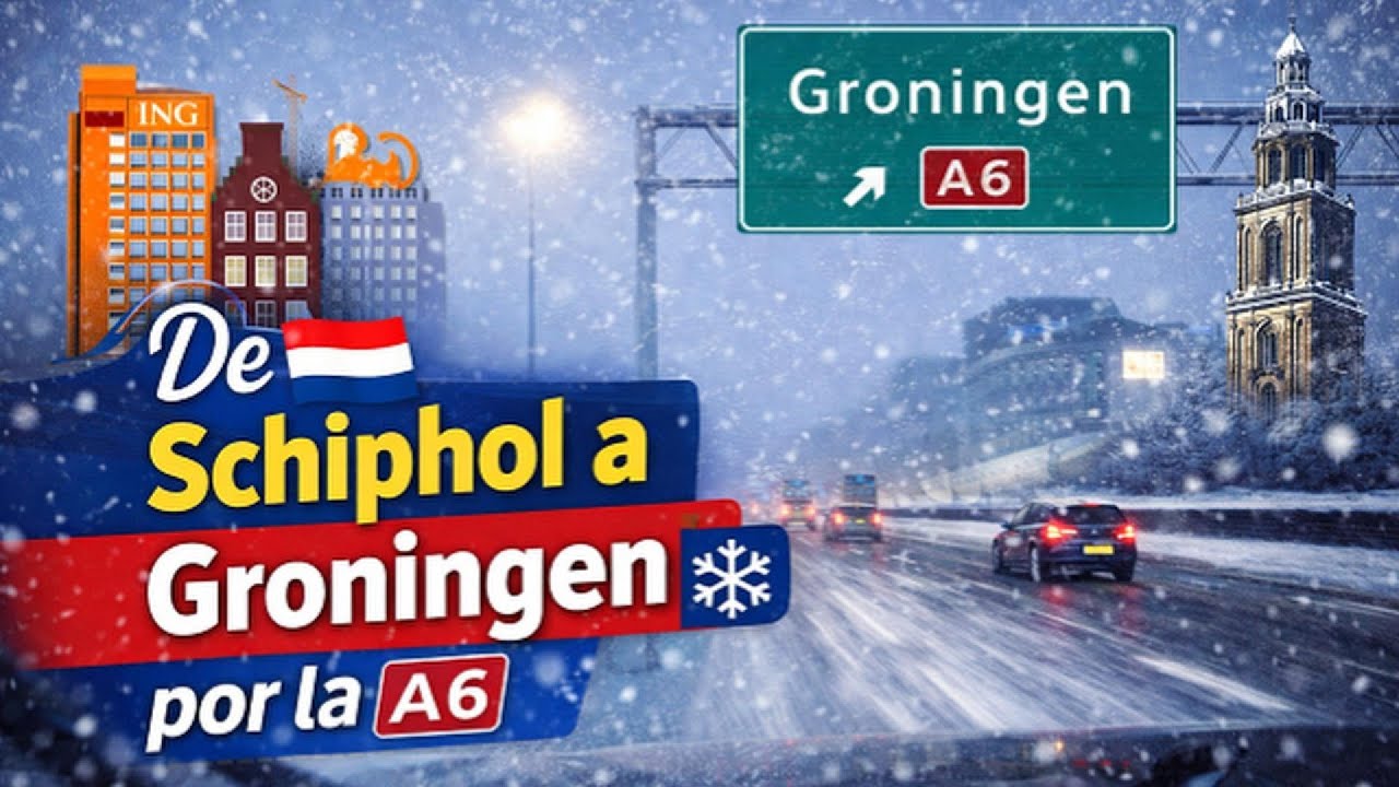 Amsterdam congelado ❄️ Dashcam vibes de Schiphol rumbo a Groningen