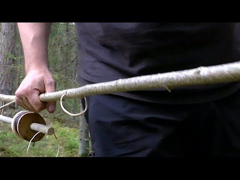 Bushcraft Fishing Rod and Spinning Reel Made in the Woods (Upgrade