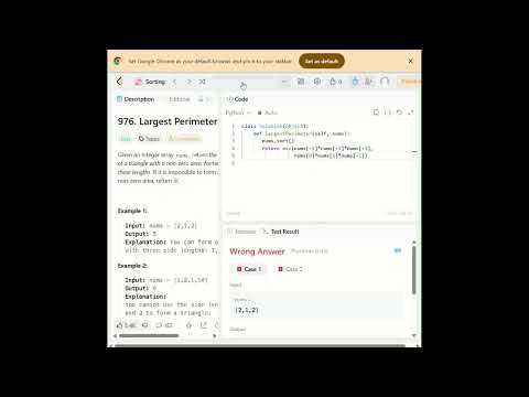 Largest Perimeter Triangle|Java|LeetCode 976|Sorting Approach #coding #python  #programming #viral