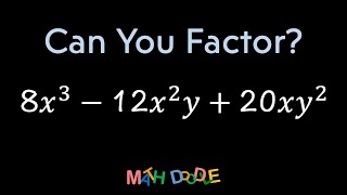 Factoring Polynomial “8(𝑥^3) – 12(𝑥^2)(𝑦) + 20(𝑥)(𝑦^2)” | Step-by-Step Algebra Solution