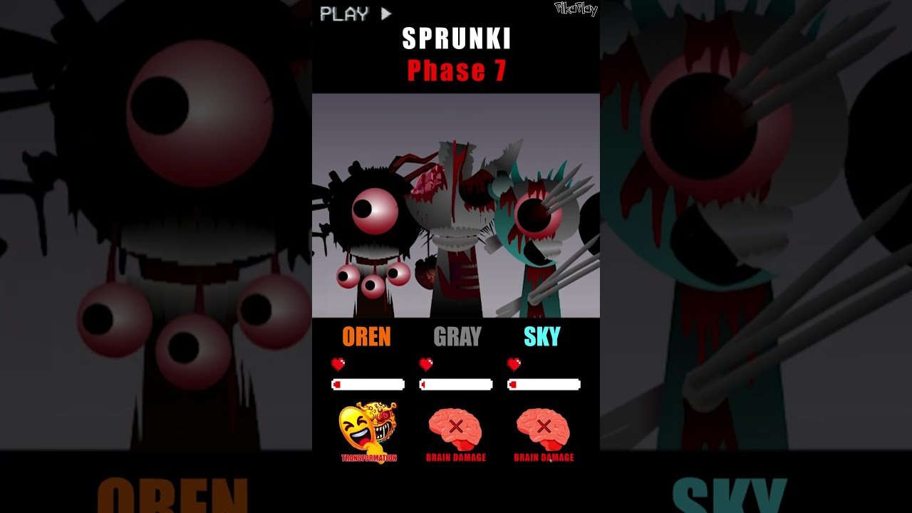 HP Bar Status Emoji OREN GRAY SKY In 1 15 Phases Sprunki Incredibox