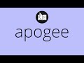What APOGEE means • Meaning of APOGEE • apogee MEANING • apogee DEFINITION