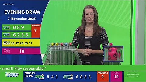 Evening SC winning lottery numbers for November 7, 2025