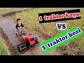 Traktor kayu vs Traktor besi mainan anak bajak sawah