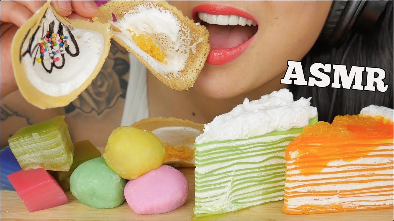 ⁣ASMR THAI DESSERT ขนมไทย + CREPE CAKE + MOCHI (EXTREME EATING SOUNDS) NO TALKING | SAS-ASMR