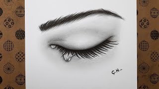 How To Draw A Crying Eye The Easy Way Step By Step, Easy Pencil Drawing Eyes