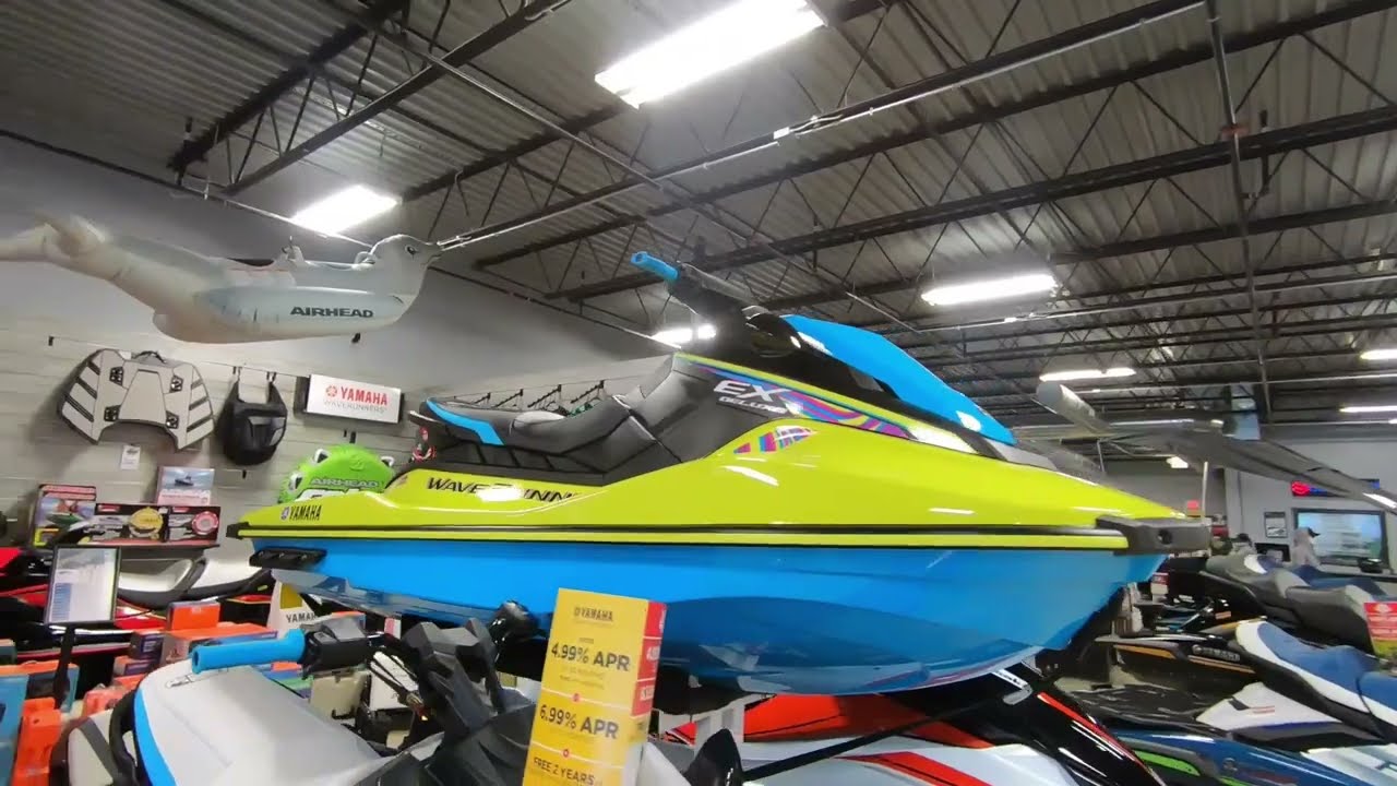New Lime Yellow with Cyan 2024 YAMAHA WAVERUNNER EX DELUXE PWC For
