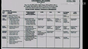 Jammu university graduation 4th sem(private cbcs)  datesheet 2018-19
