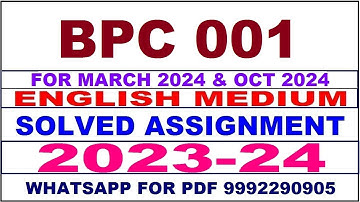 bpc 001 solved assignment 2023-24 | bpc 1 solved assignment in english 2024 | bpc 1 2024