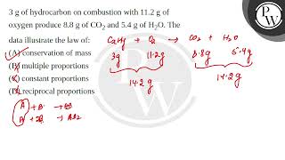3 g of hydrocarbon on combustion with 11.2 g of oxygen produce 8.8 g of CO2 and 5.4 g of H2O. Th.... screenshot 2
