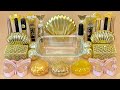 ASMR Slime 💛 Mixing ”GOLD” makeup, Eyeshadow, glitter into slime. Satisfying slime video.