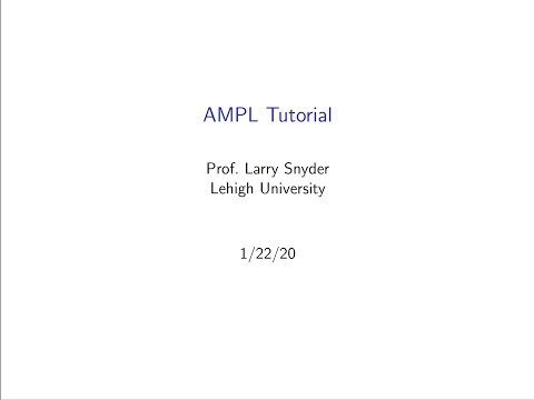 AMPL Tutorial