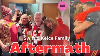 Taylor Swift CELEBRATES with Jason Kelce \& family after Chiefs won AFC title vs Ravens