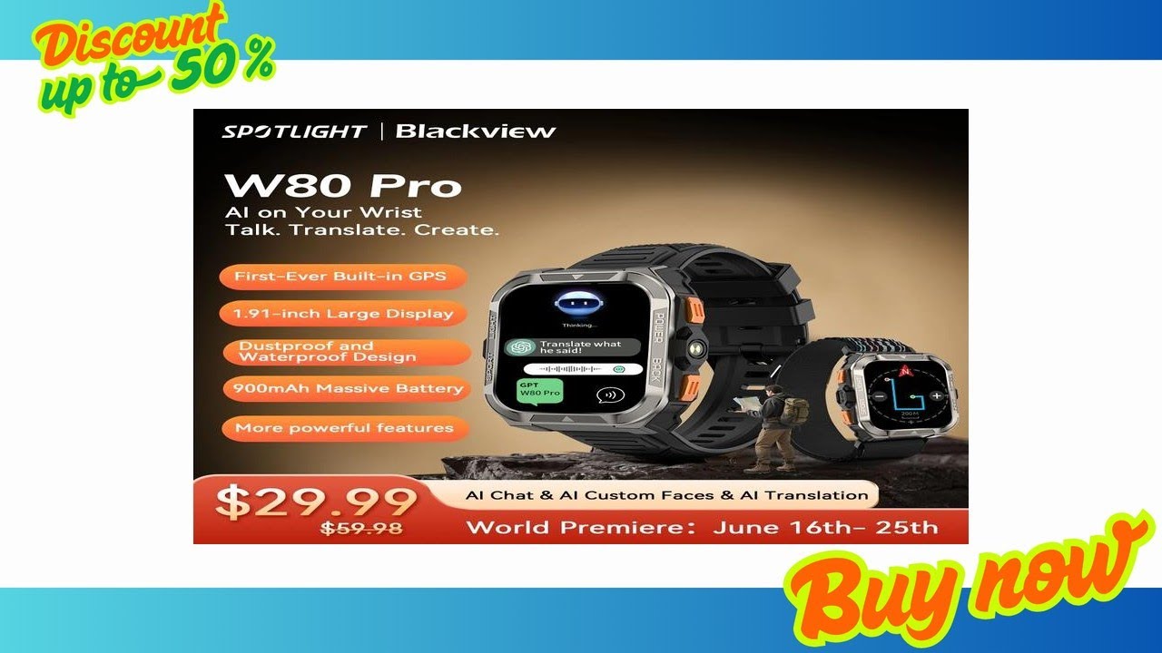 Buy [World premiere]Blackview W80 PRO Outdoor Rugged Smart Watch, GPS Positioning Smartwatch, 1.91�