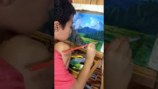 teaching my nephew on how to paint. #acrylicpainting #art #painting #shorts