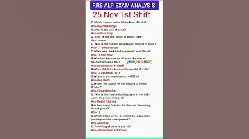 RRB ALP EXAM ANALYSIS|25 Nov 1st Shift|RRB ALP paper analysis today#rrbalp2024#rrbalp#shorts#gkgs