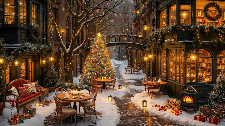 Soft Christmas Jazz Music 2026 🎄 Warm Crackling Fireplace at Cozy Christmas Coffee Shop Ambience