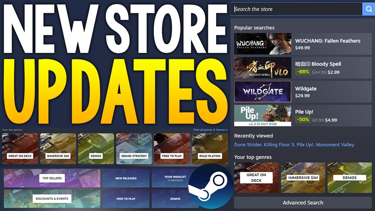 Steam Official Store HUGE New Steam Store UPDATES and More News - YouTube