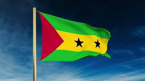 4K Sao Tome and Principe flag slider style. Waving in the wind with cloud background animation