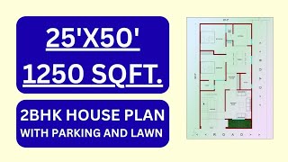 25x50 Corner Plot 2BHK House Design | 1250 Sqft Modern House Plan | ghar ka Naksha | 25 by 50 ghar