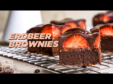 Video: Fudgy Brownies Mit Erdbeeren