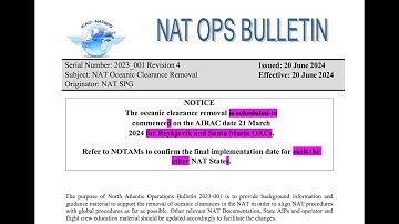 June 2024 North Atlantic oceanic clearance removal update