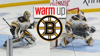 Warm Ups: Boston Bruins Jeremy Swayman Linus Ullmark