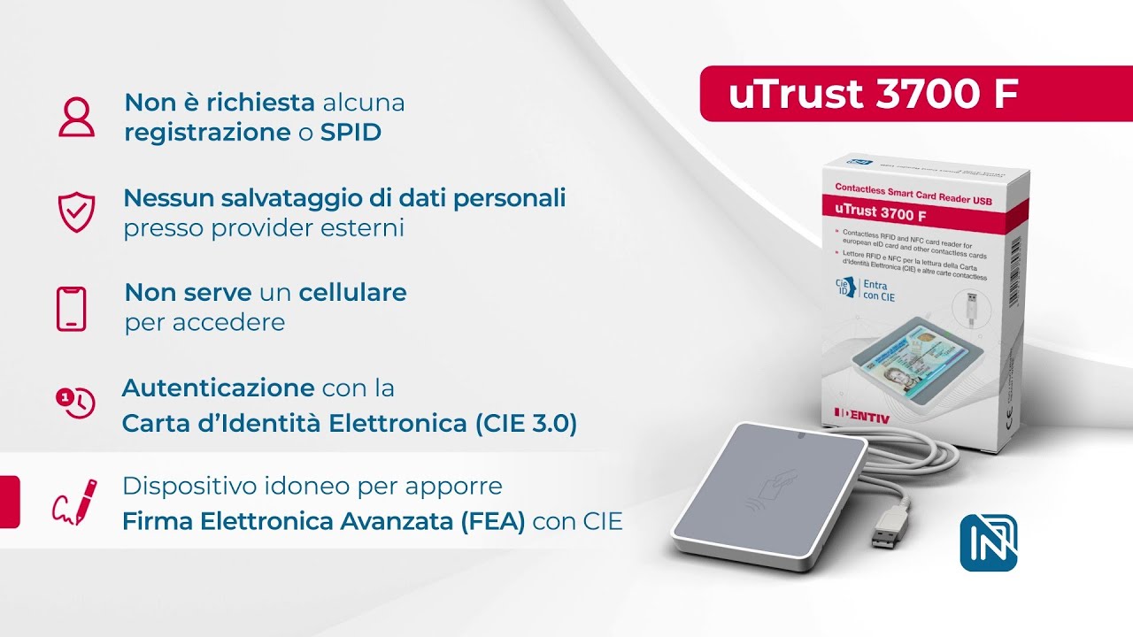 Lettore smart card bit4id Usb Carta identità elettronica Firma digi