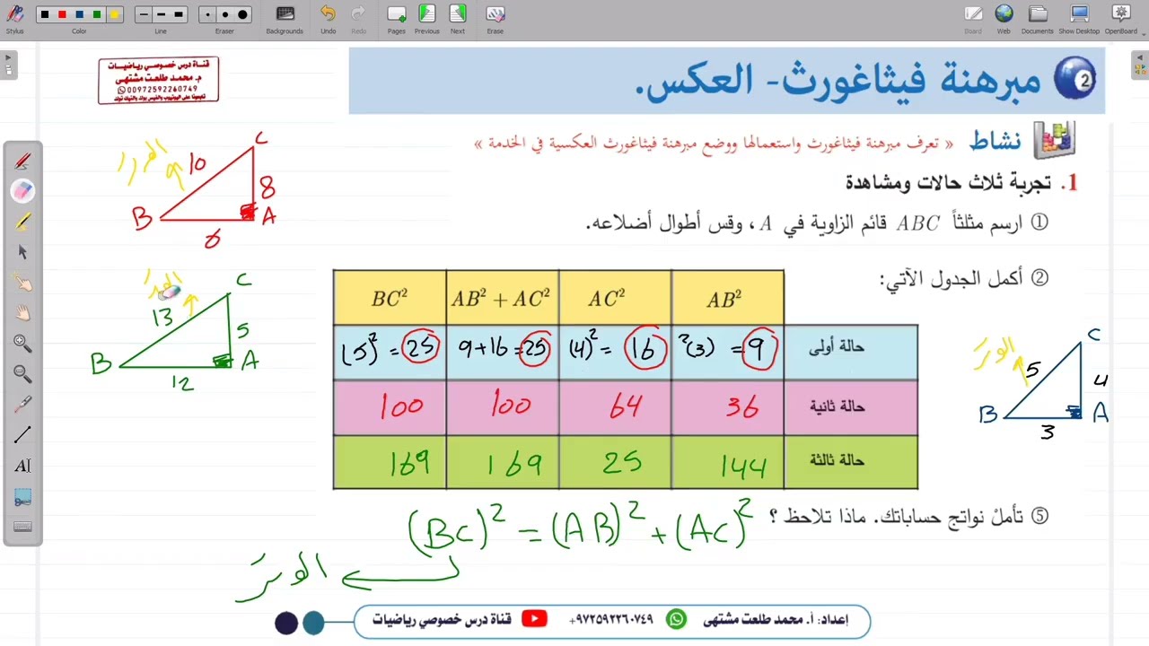 الدرس الثاني : مبرهنة فيثاغورس 