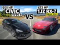 550hp FBO Civic Type R vs 632hp FD RX-7 Drag Race // HONDA vs HATERS