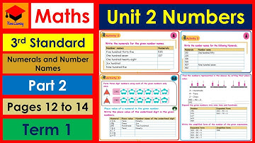 3rd Std- Maths- Unit 2- Numbers- Part 2- Pages 12 to 14- Numerals and Number names- Activity- Term 1