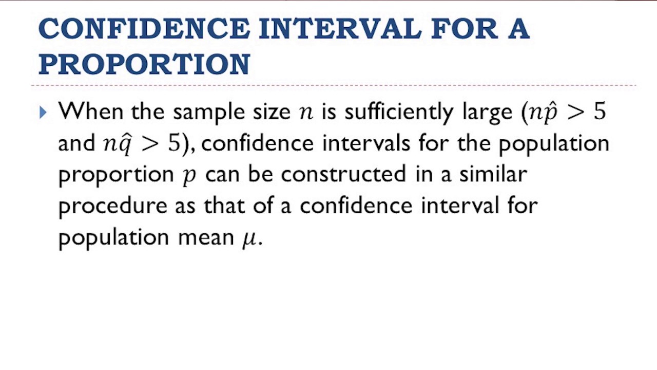 Confidence Interval for a Proportion (2) Part 1 - YouTube