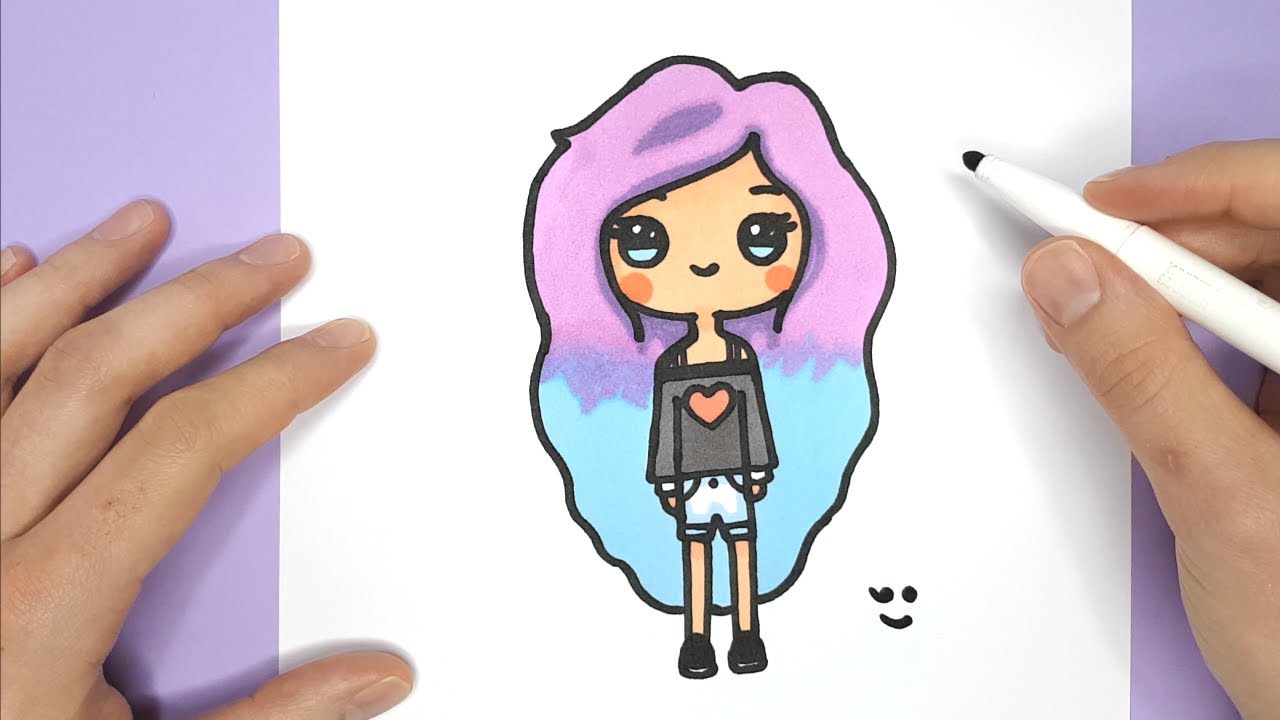 How To Draw A Cute Tumblr Girl Easy Drawing Tutorial Happy Drawings Youtube