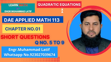 DAE Math 113 || Chapter 1 || Short Questions|| Question 5 to 9 ||1st year|| Applied Mathematics- 113