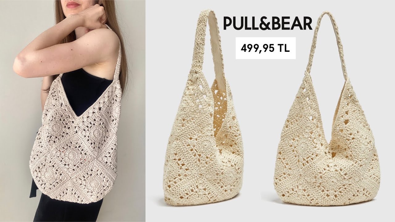 500 TL’lik Pull & Bear Çantayı 30 TL’ye Ördüm🤩 | Kroşe Örgü Tote Çanta